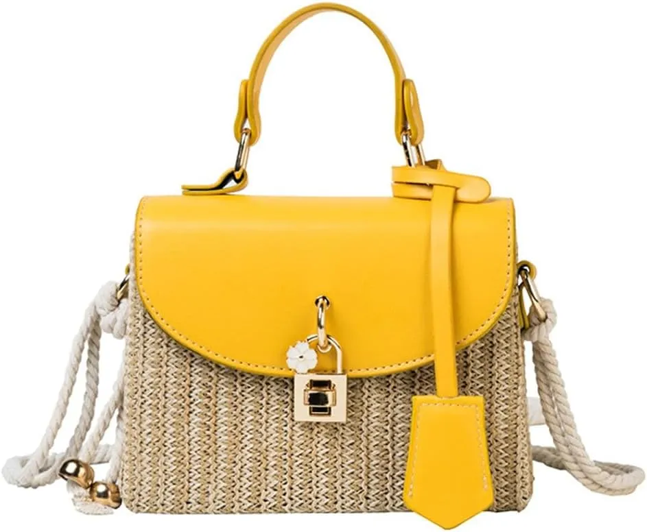 Straw Beach Bags For Women - Summer Satchel Purses Shoulder Crossbody Square Rattan Purse 2024