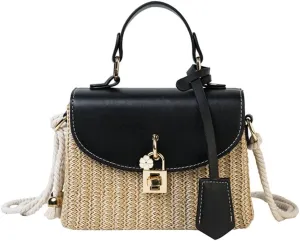 Straw Beach Bags For Women - Summer Satchel Purses Shoulder Crossbody Square Rattan Purse 2024