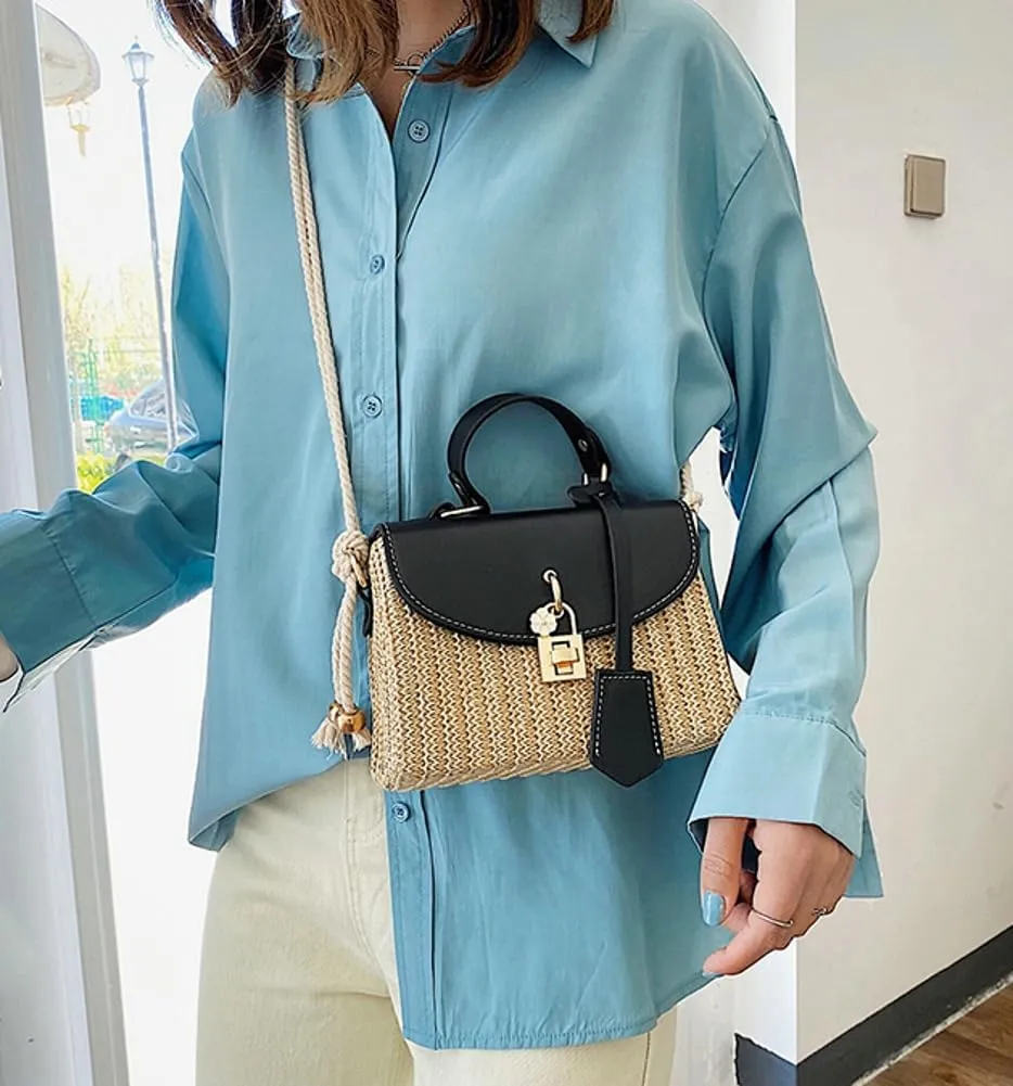 Straw Beach Bags For Women - Summer Satchel Purses Shoulder Crossbody Square Rattan Purse 2024