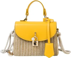 Straw Beach Bags For Women - Summer Satchel Purses Shoulder Crossbody Square Rattan Purse 2024