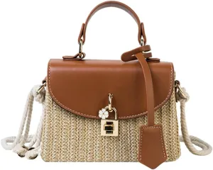 Straw Beach Bags For Women - Summer Satchel Purses Shoulder Crossbody Square Rattan Purse 2024