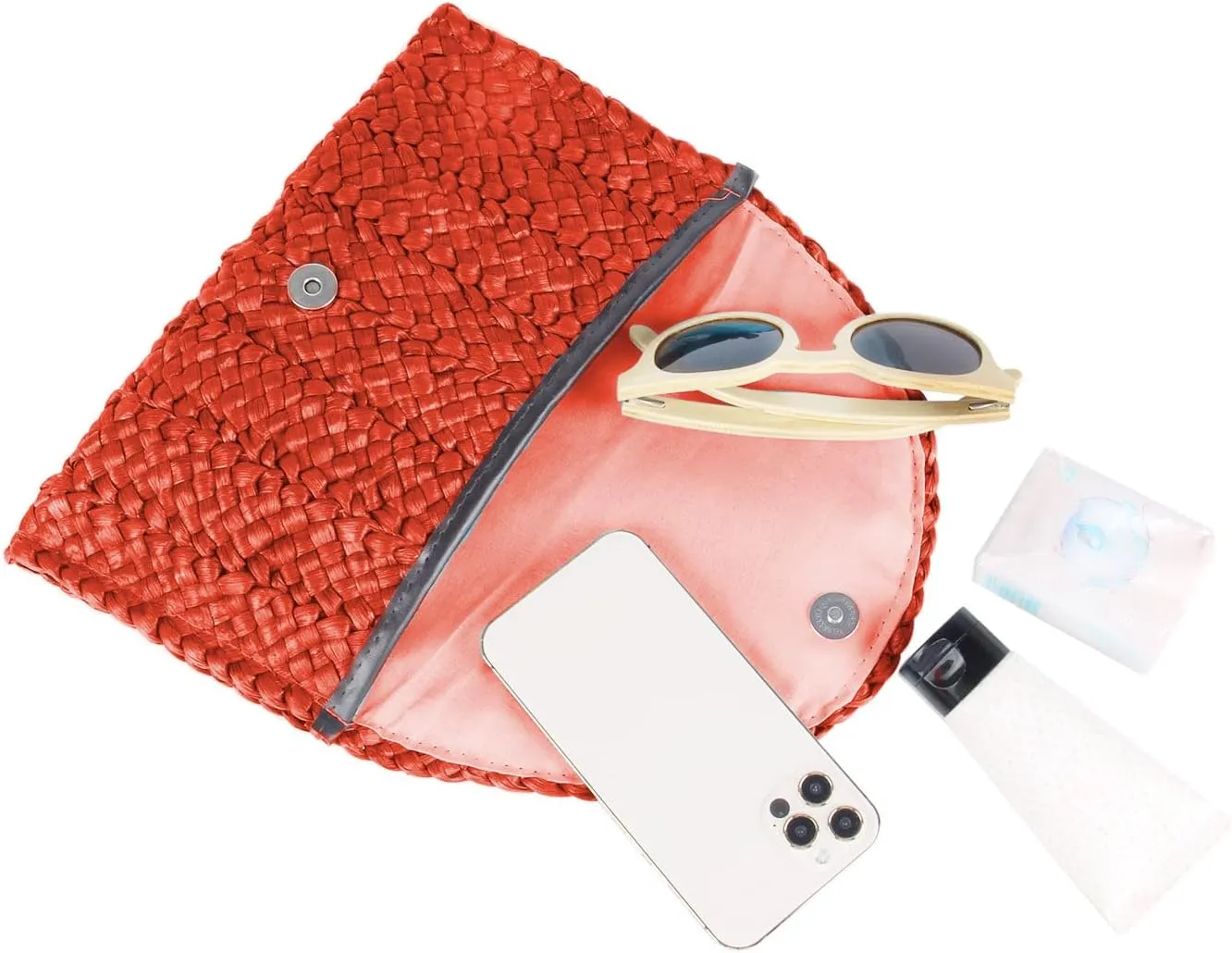 Straw Clutch Purses for Women Summer Beach Bags Envelope Woven Clutch Handbags