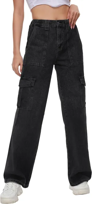 Tapata Women's 26"/28"/30"/32"/34" Cargo Jeans Straight Leg Short Petite Regular Tall Denim Relaxed Y2K Pants