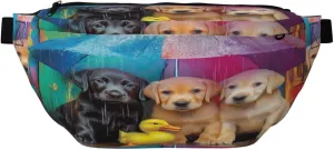 Three Puppies Duck Sitting Under Umbrella Fanny Pack For Women Man, Waist Belt Bag Crossbody For Sports Travel Hiking Running Jogging