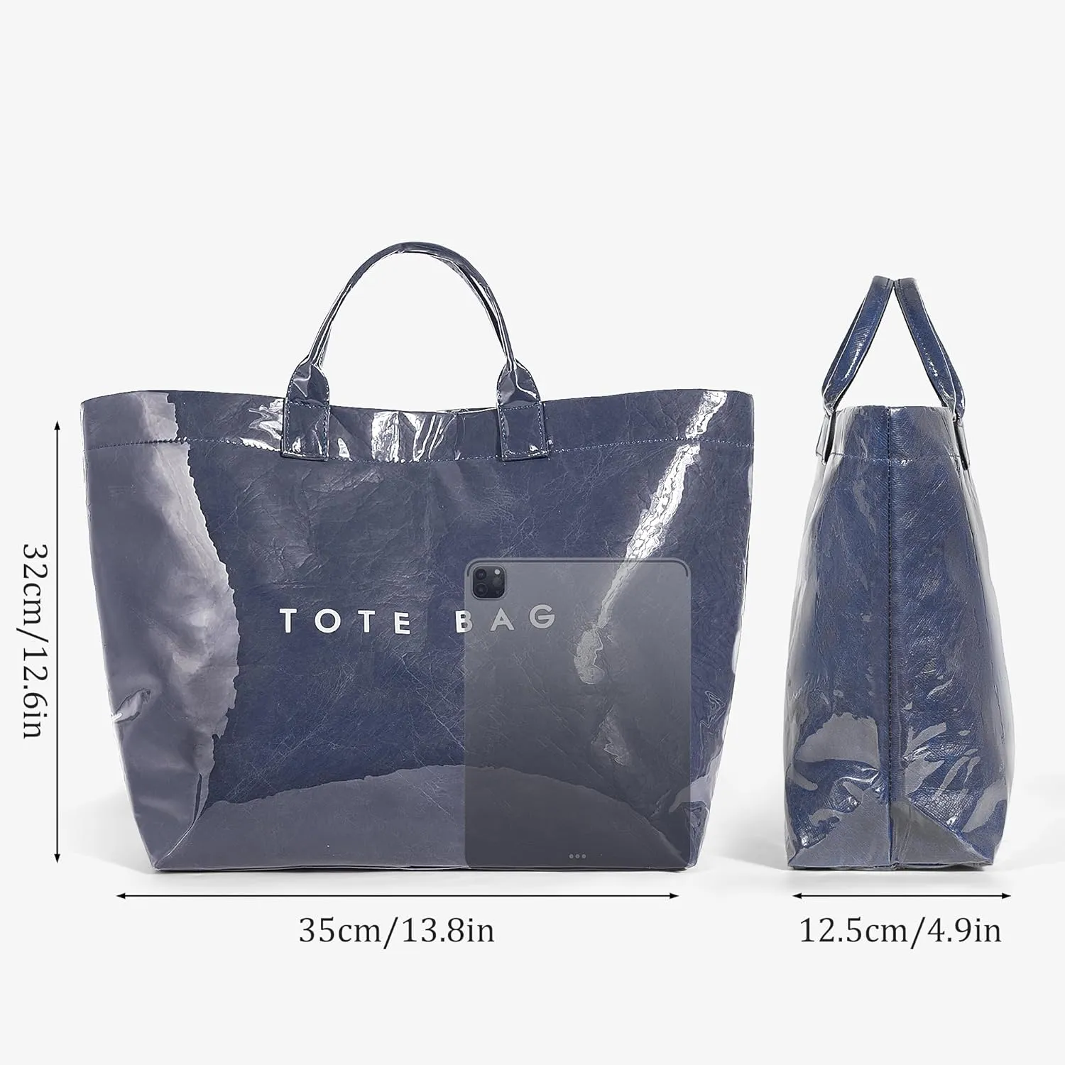 Tote Bag for Women Large PVC Tote Bag Plastic Handbag Letters Print Handbag Clear Hobo Bag