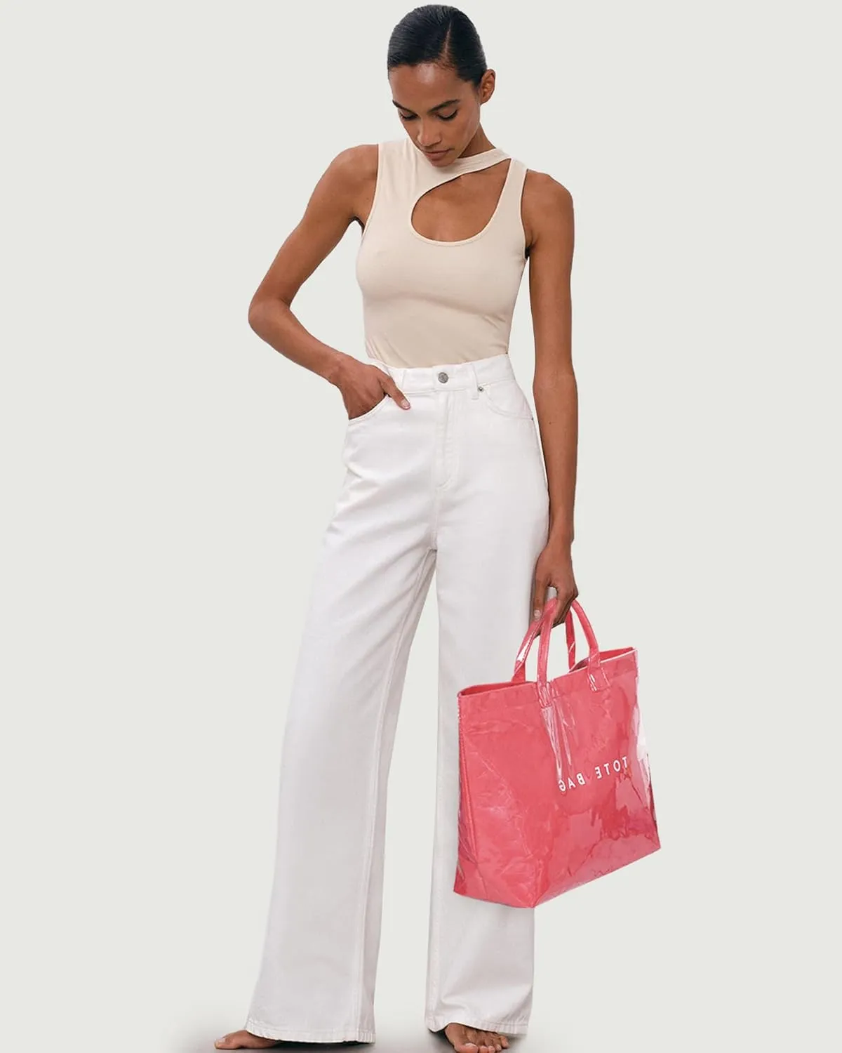 Tote Bag for Women Large PVC Tote Bag Plastic Handbag Letters Print Handbag Clear Hobo Bag