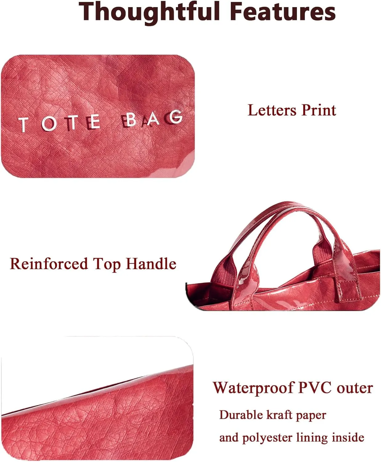 Tote Bag for Women Large PVC Tote Bag Plastic Handbag Letters Print Handbag Clear Hobo Bag