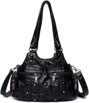 Tote Bags Women Retro Shoulder Bag Soft Leather Handbag Rivet Satchel Purse