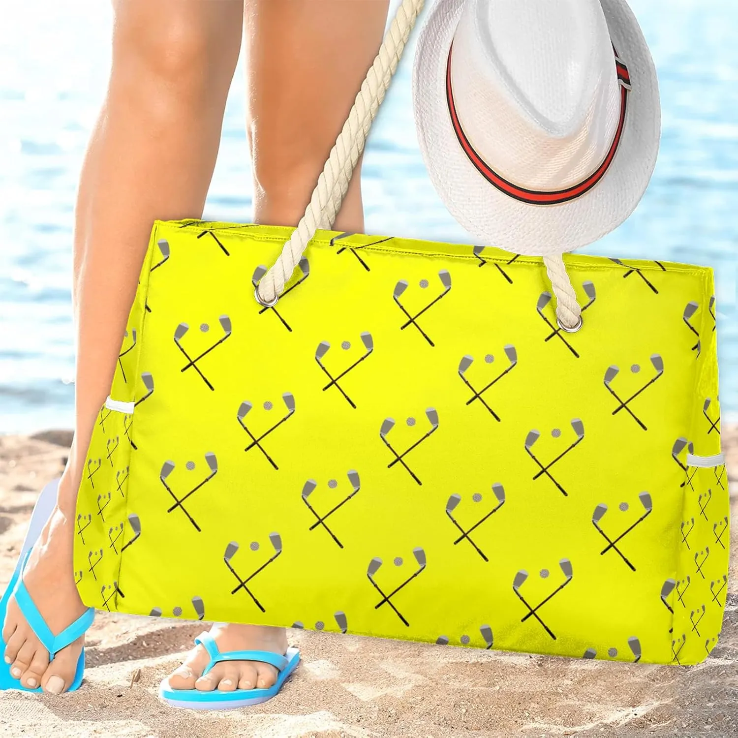Tote Beach Bag for Women with Zipper Modern Large Waterproof Sandproof Swim Pool Bag
