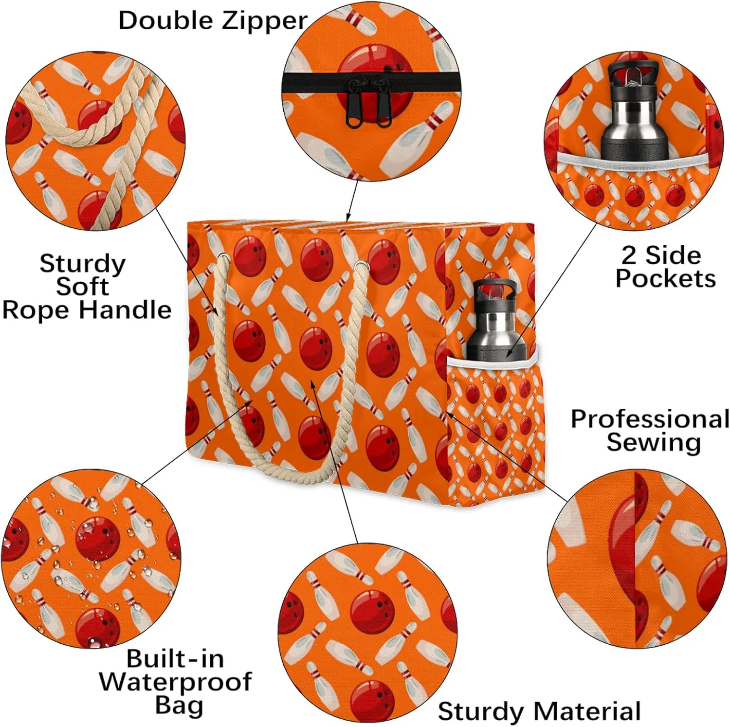 Tote Beach Bag for Women with Zipper Modern Large Waterproof Sandproof Swim Pool Bag