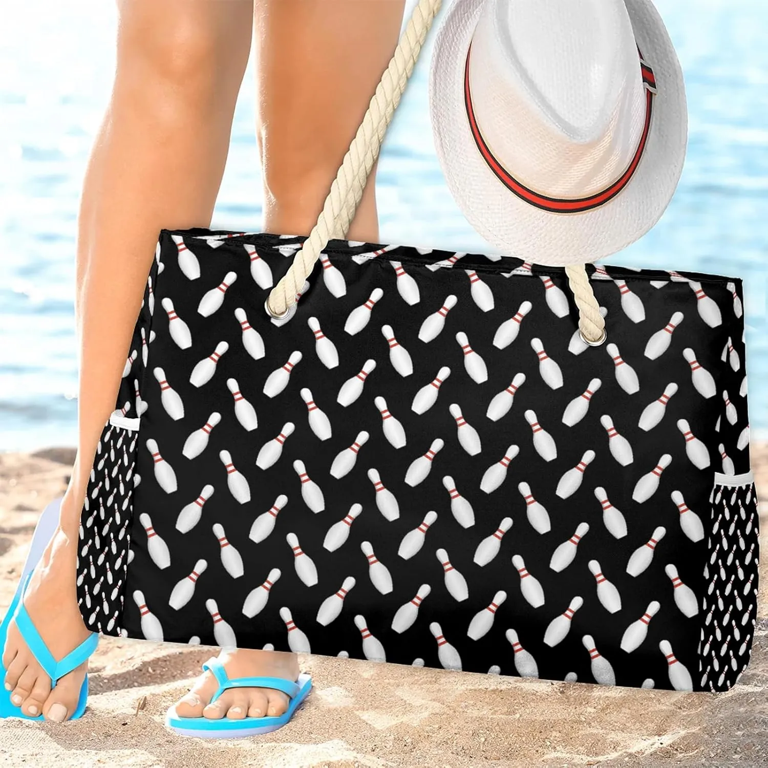 Tote Beach Bag for Women with Zipper Modern Large Waterproof Sandproof Swim Pool Bag