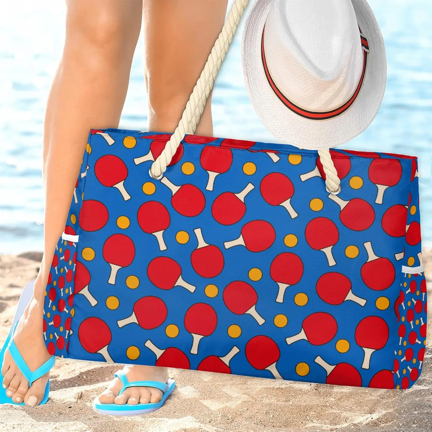 Tote Beach Bag for Women with Zipper Modern Large Waterproof Sandproof Swim Pool Bag