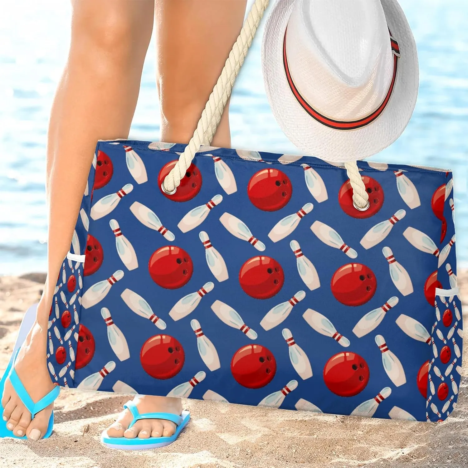 Tote Beach Bag for Women with Zipper Modern Large Waterproof Sandproof Swim Pool Bag