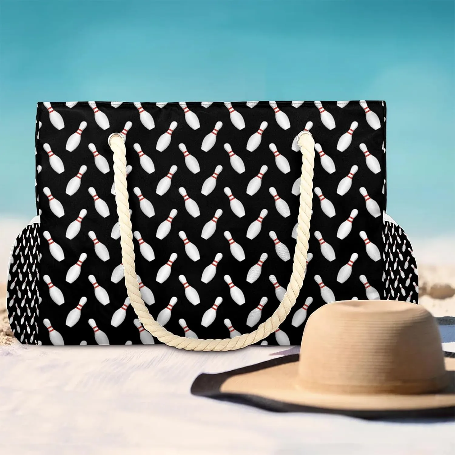 Tote Beach Bag for Women with Zipper Modern Large Waterproof Sandproof Swim Pool Bag