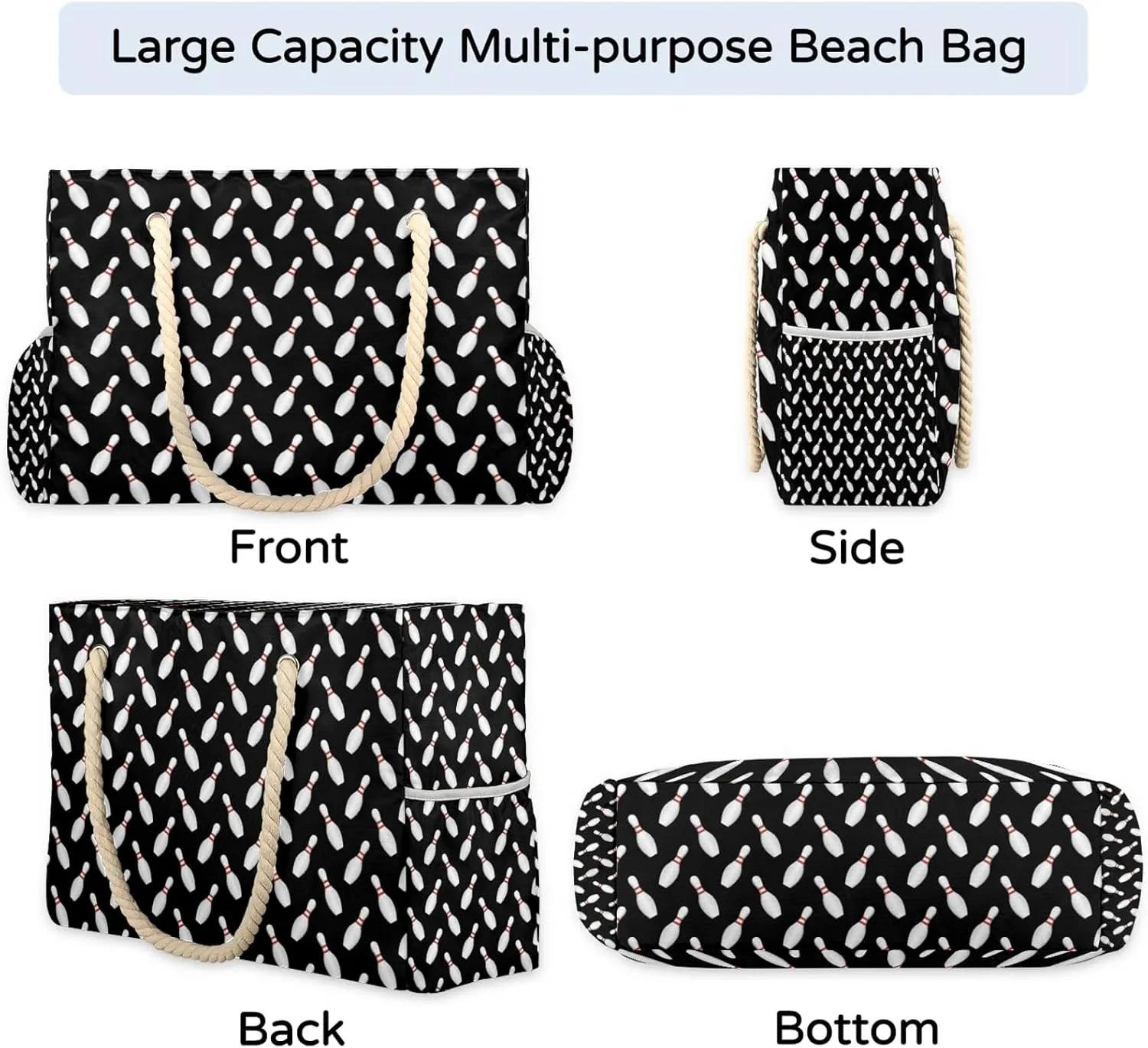 Tote Beach Bag for Women with Zipper Modern Large Waterproof Sandproof Swim Pool Bag