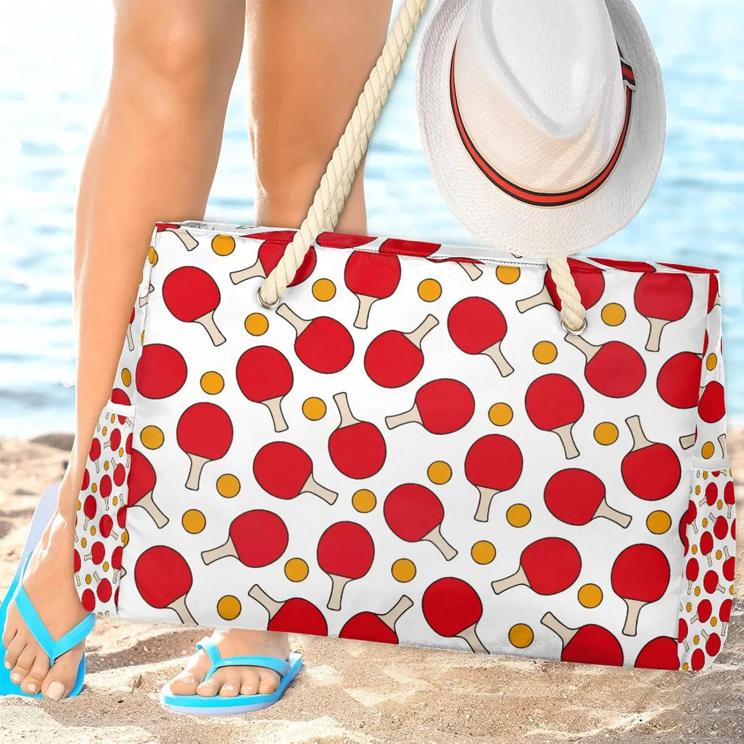 Tote Beach Bag for Women with Zipper Modern Large Waterproof Sandproof Swim Pool Bag