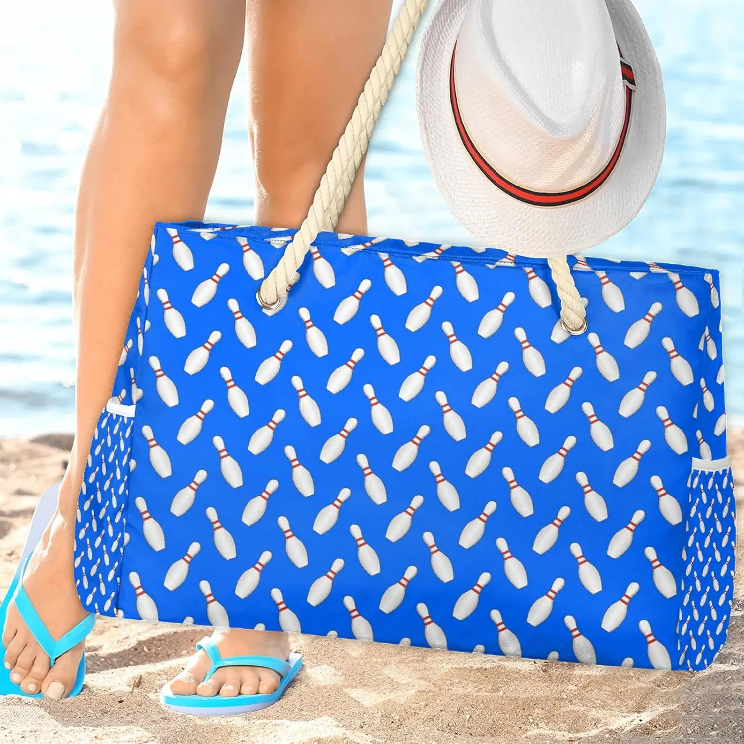 Tote Beach Bag for Women with Zipper Modern Large Waterproof Sandproof Swim Pool Bag