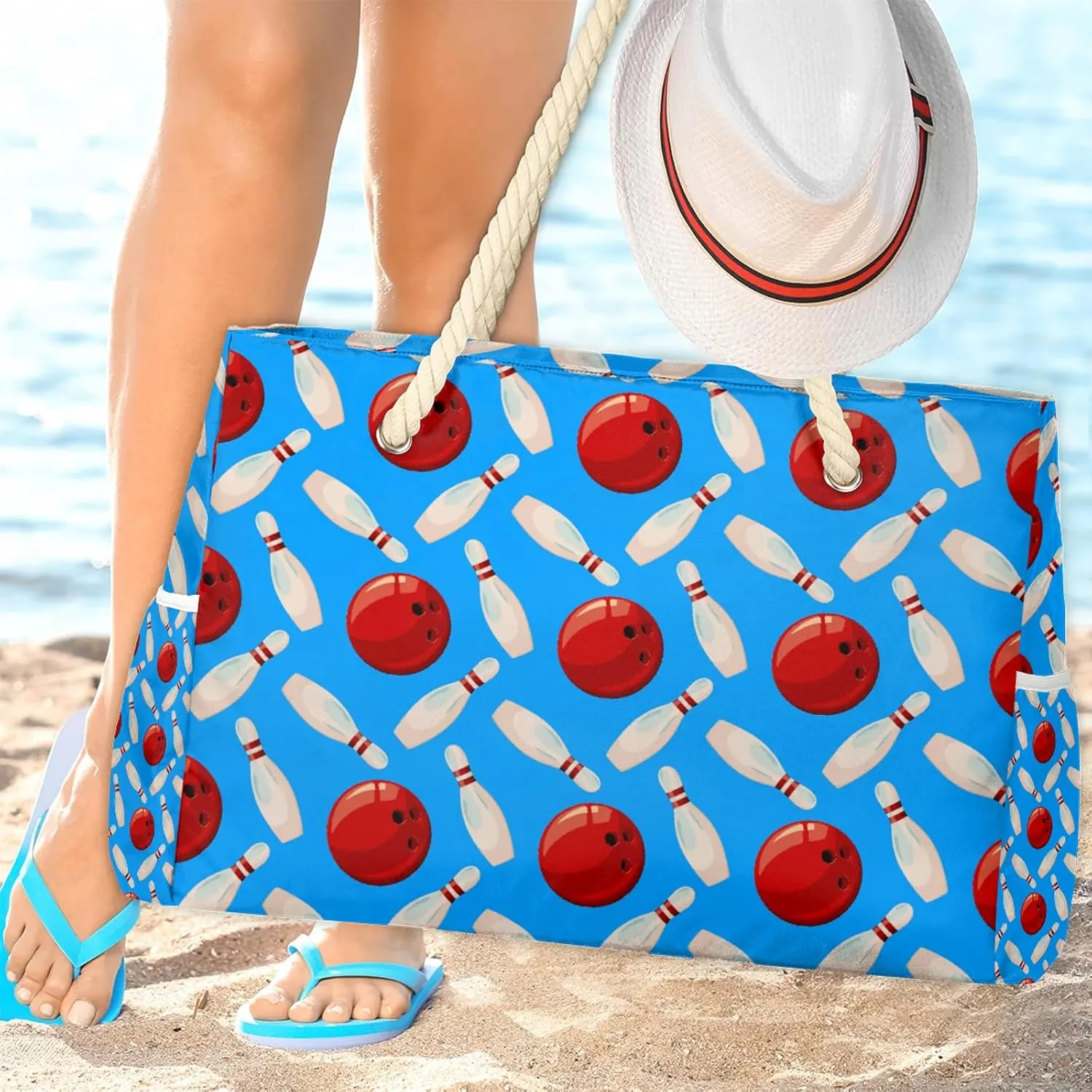 Tote Beach Bag for Women with Zipper Modern Large Waterproof Sandproof Swim Pool Bag