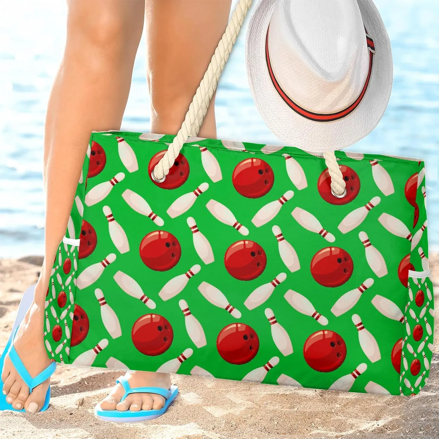 Tote Beach Bag for Women with Zipper Modern Large Waterproof Sandproof Swim Pool Bag