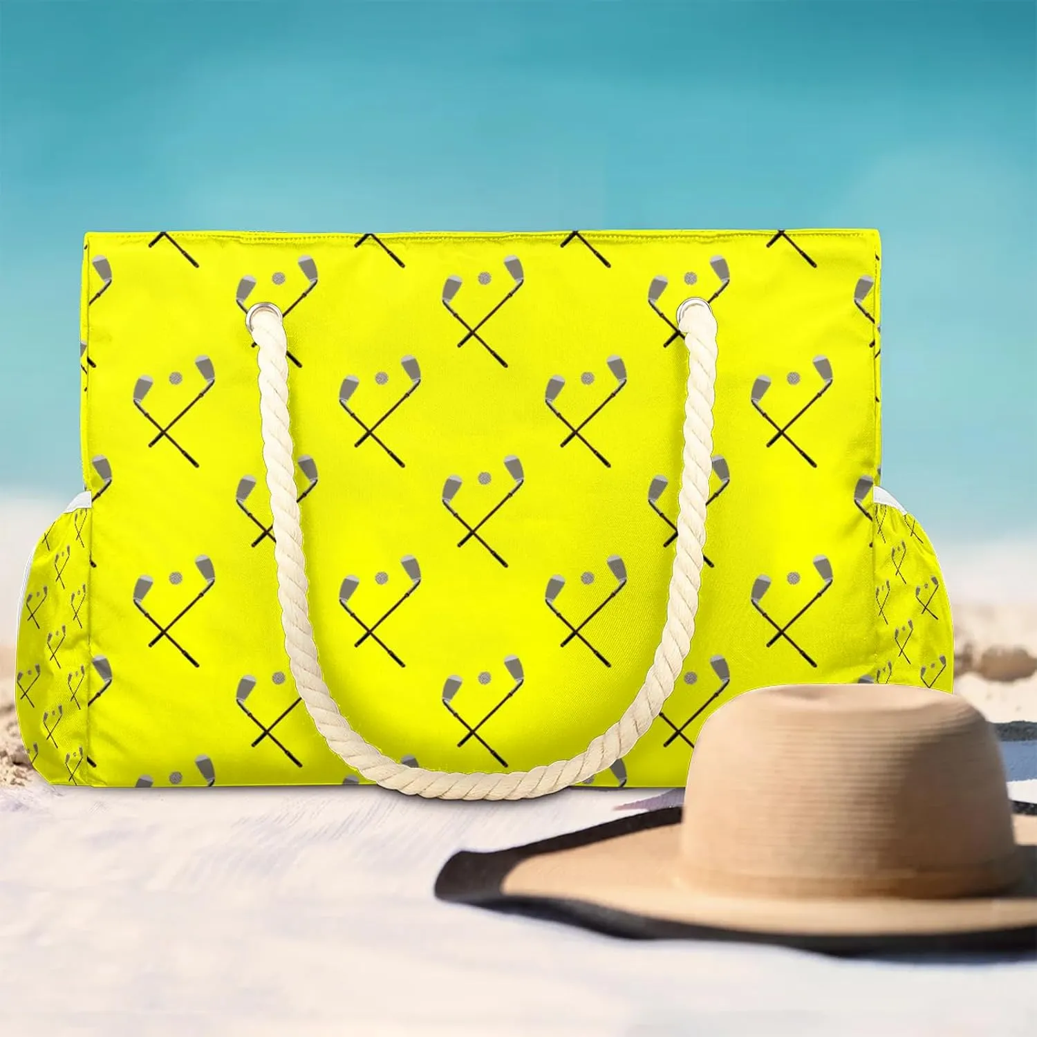 Tote Beach Bag for Women with Zipper Modern Large Waterproof Sandproof Swim Pool Bag