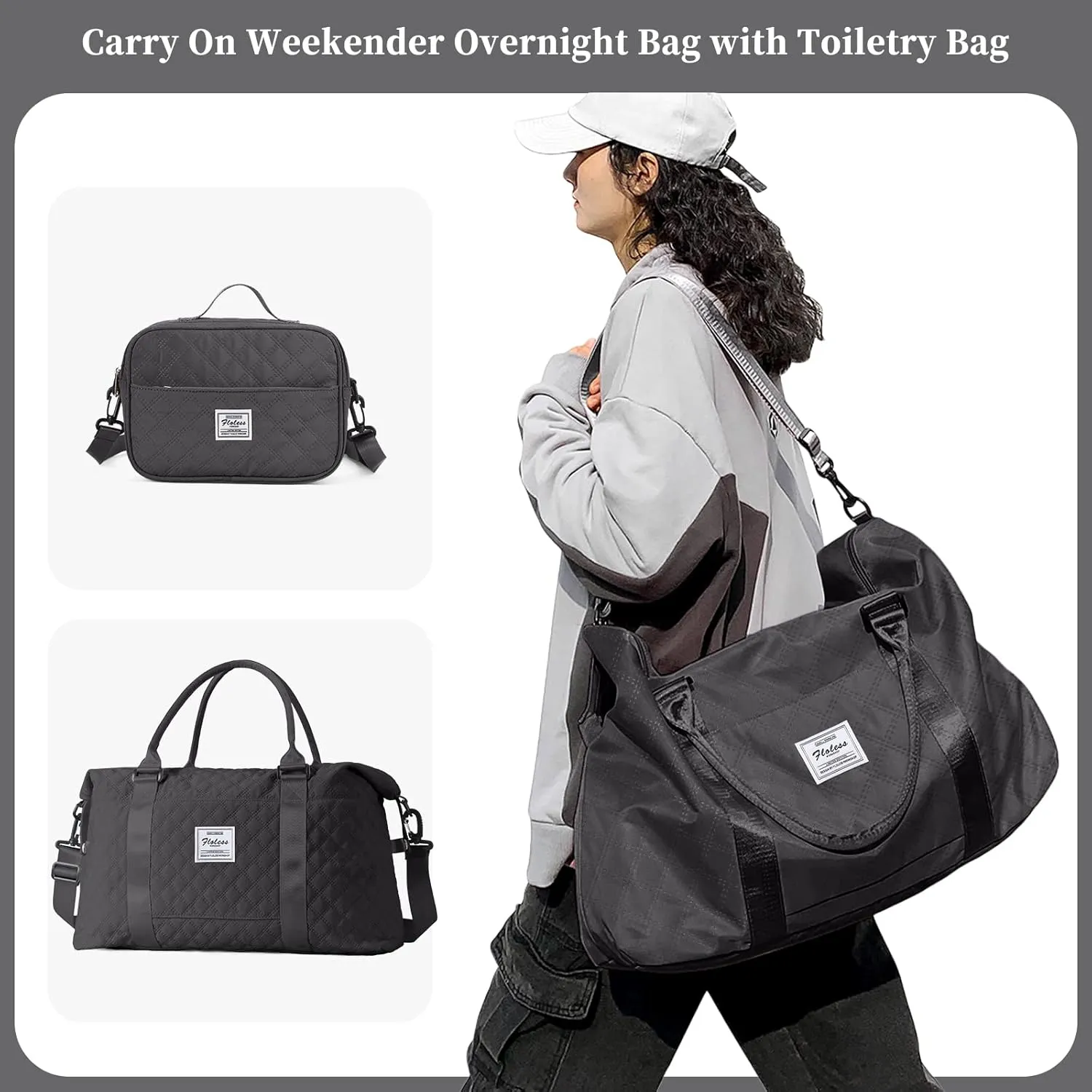 Travel Bag for Women, Overnight Duffel Weekender Bag with Toiletry Bag,Gym Bag with Wet Pocket,Personal Item Carry On Bag