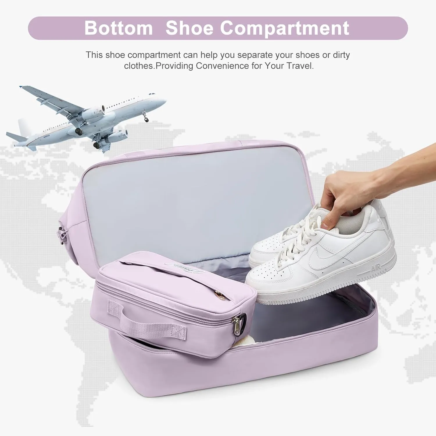 Travel Bag with Shoes Compartment,Weekender Bags for Women Travel,Carry On Duffel Overnight Bag with Trolley Sleeve & Wet Pocket,Travel tote Bag Sports Gym Bag