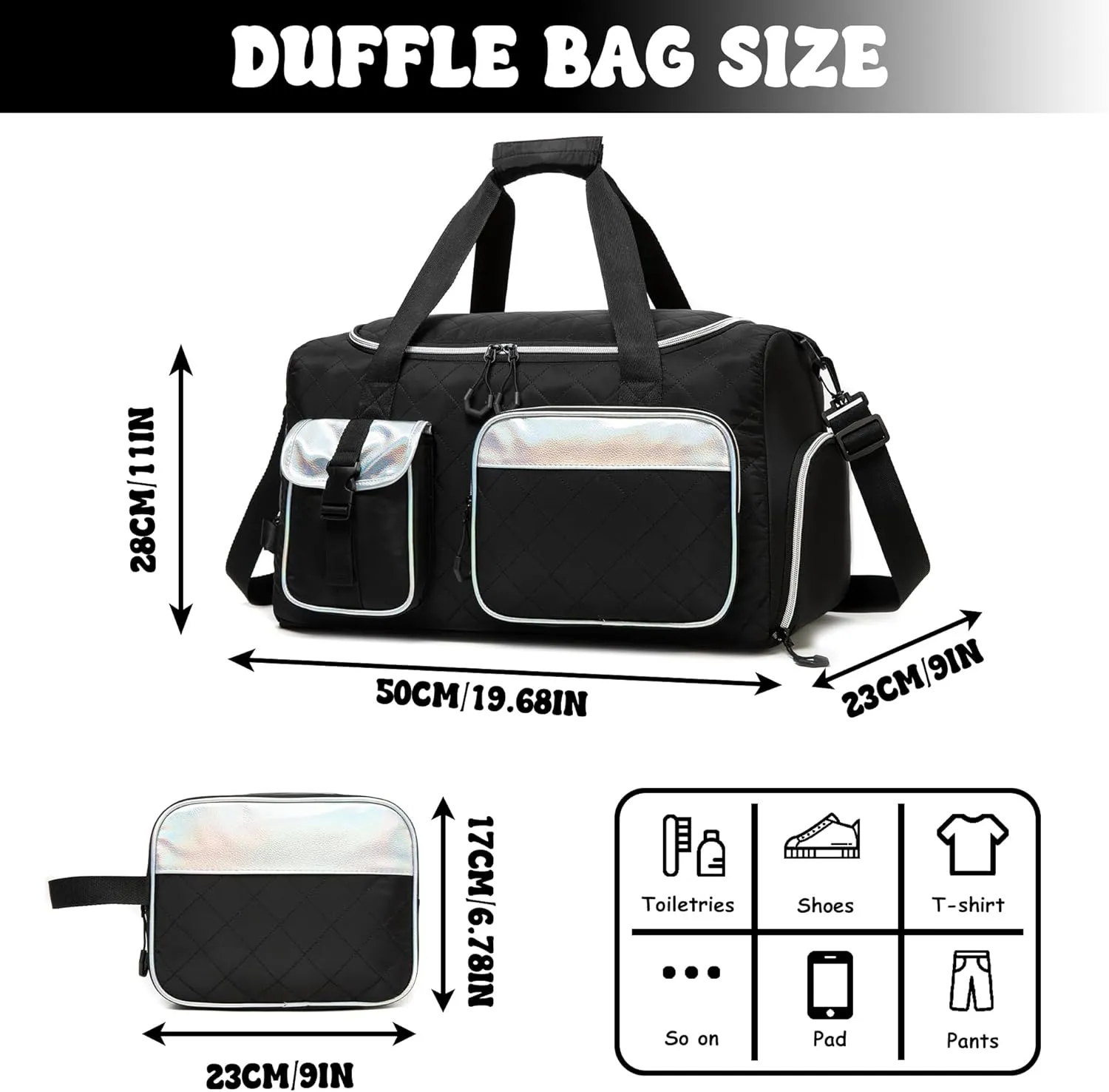 Travel Bags for Women Duffle Bag Tote Bags Women with Toiletry Bag Carry On Luggage for Airplanes with Shoe Compartment