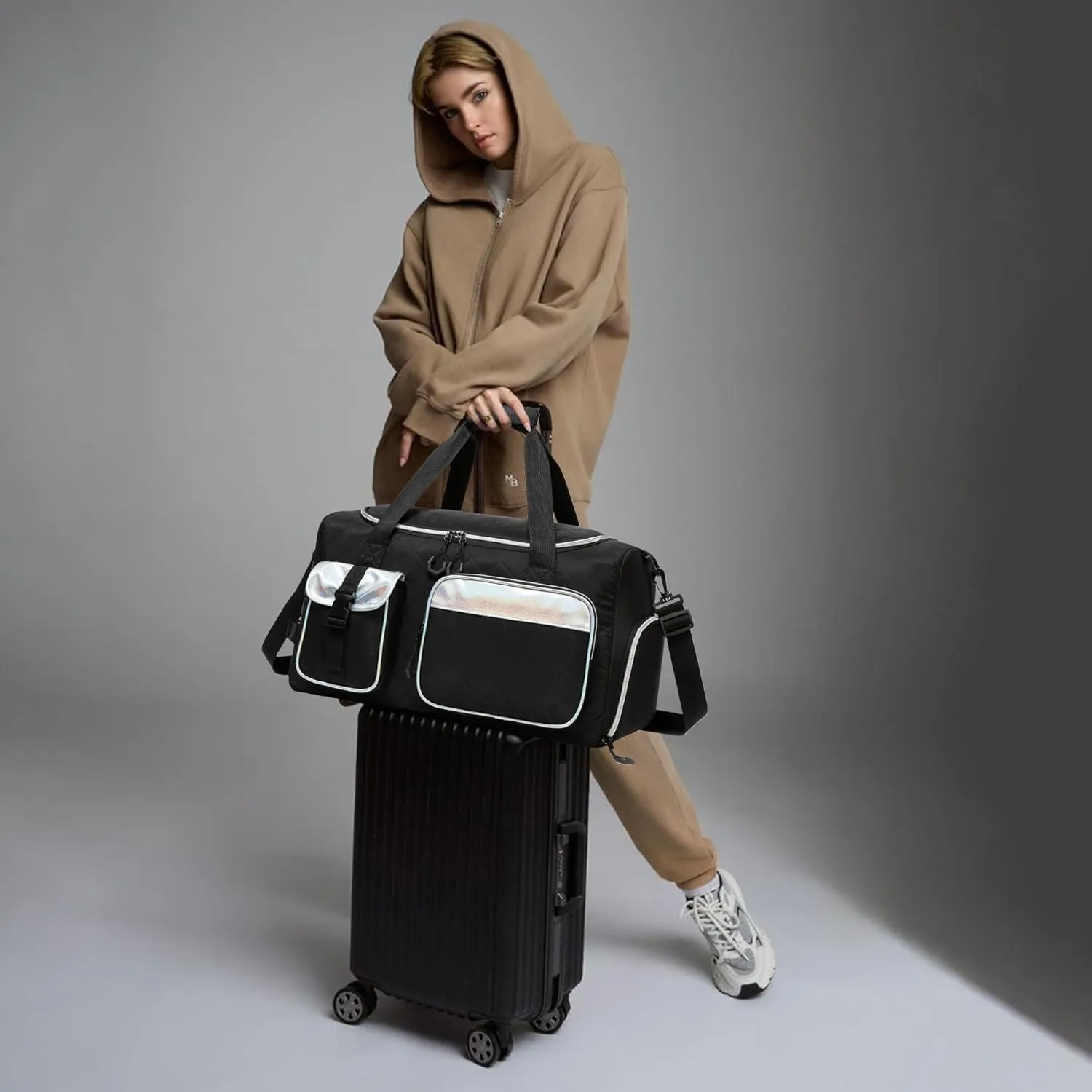 Travel Bags for Women Duffle Bag Tote Bags Women with Toiletry Bag Carry On Luggage for Airplanes with Shoe Compartment
