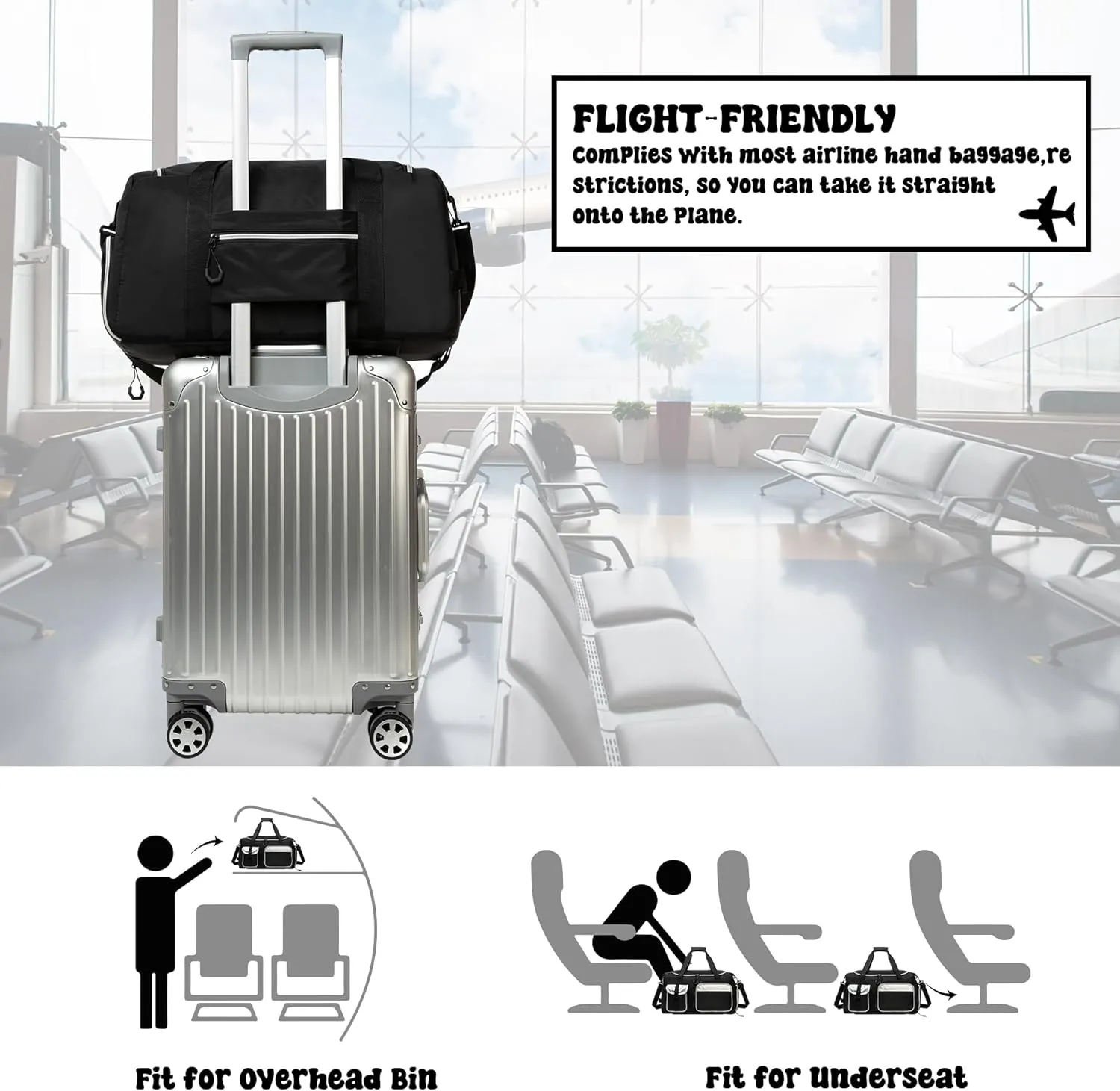 Travel Bags for Women Duffle Bag Tote Bags Women with Toiletry Bag Carry On Luggage for Airplanes with Shoe Compartment