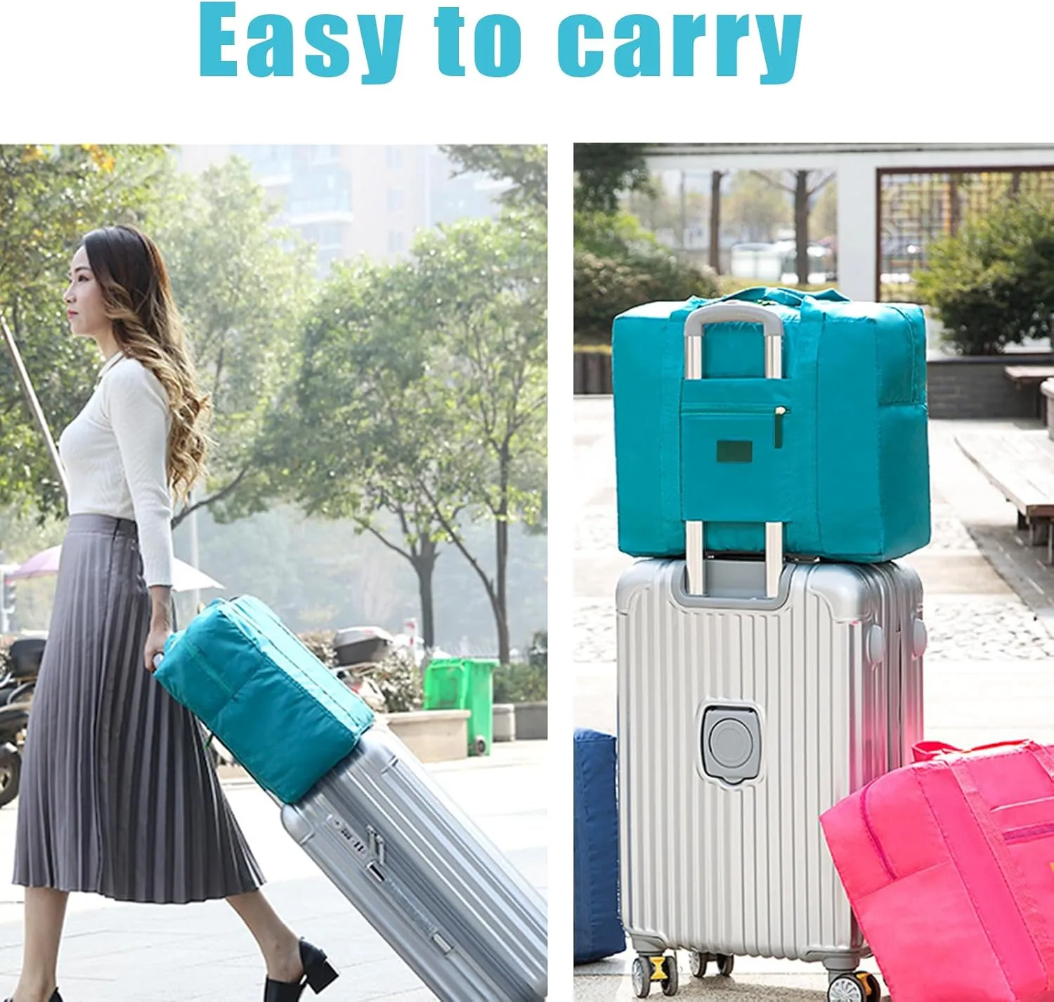 Travel Duffel Bag Lightweight Foldable Travel Bag for Women and Men Waterproof Tote Carry On Luggage Weekender Overnight Bag (Green)