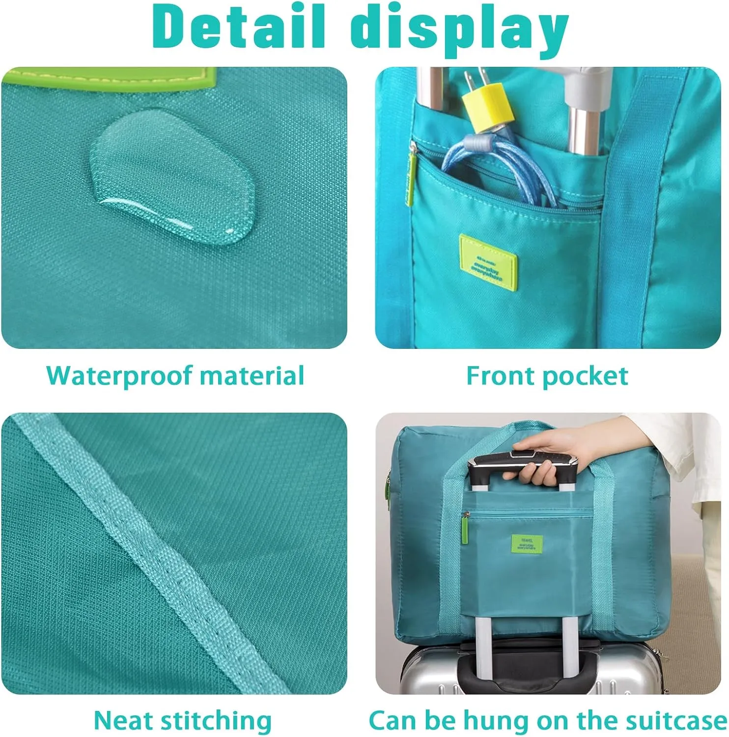 Travel Duffel Bag Lightweight Foldable Travel Bag for Women and Men Waterproof Tote Carry On Luggage Weekender Overnight Bag (Green)