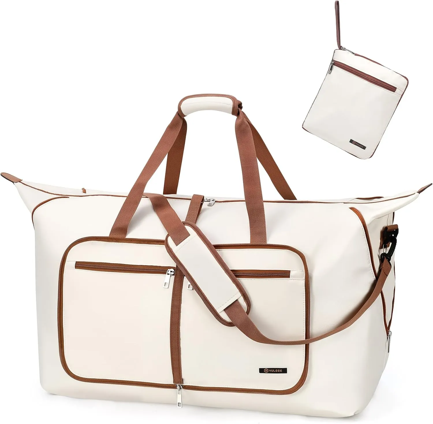 Travel Duffel Bags for Women - 80L Large Foldie Travel Bag Lightweight Water Resistant Foldable Weekender Bags for Overnight Hospital Camping Gym Beige