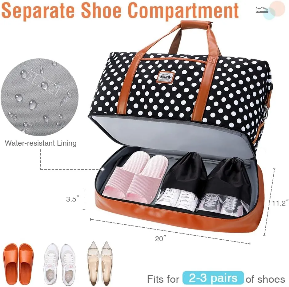 Travel Duffle Bag, Weekender Bags for Women Carry On Travel Bag Overnight Bag with Shoe Compartment Toiletry Bag