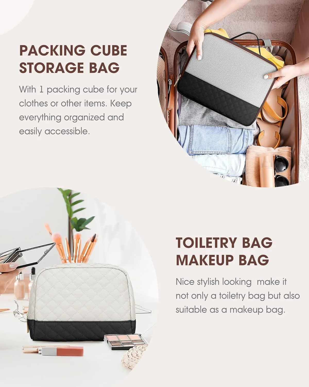 Travel Duffle Bags for Women - Overnight Weekender Bags With Toiletry Bag Carry On Duffel Bags with Shoe Compartment Hospital Bag with Wet Pocket for Labor Delivery Black Brown
