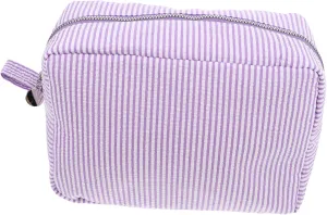 Travel Essentials Bag Striped Makeup Pouch Large Capacity Toiletry Organizer for Women Portable Cosmetic Case
