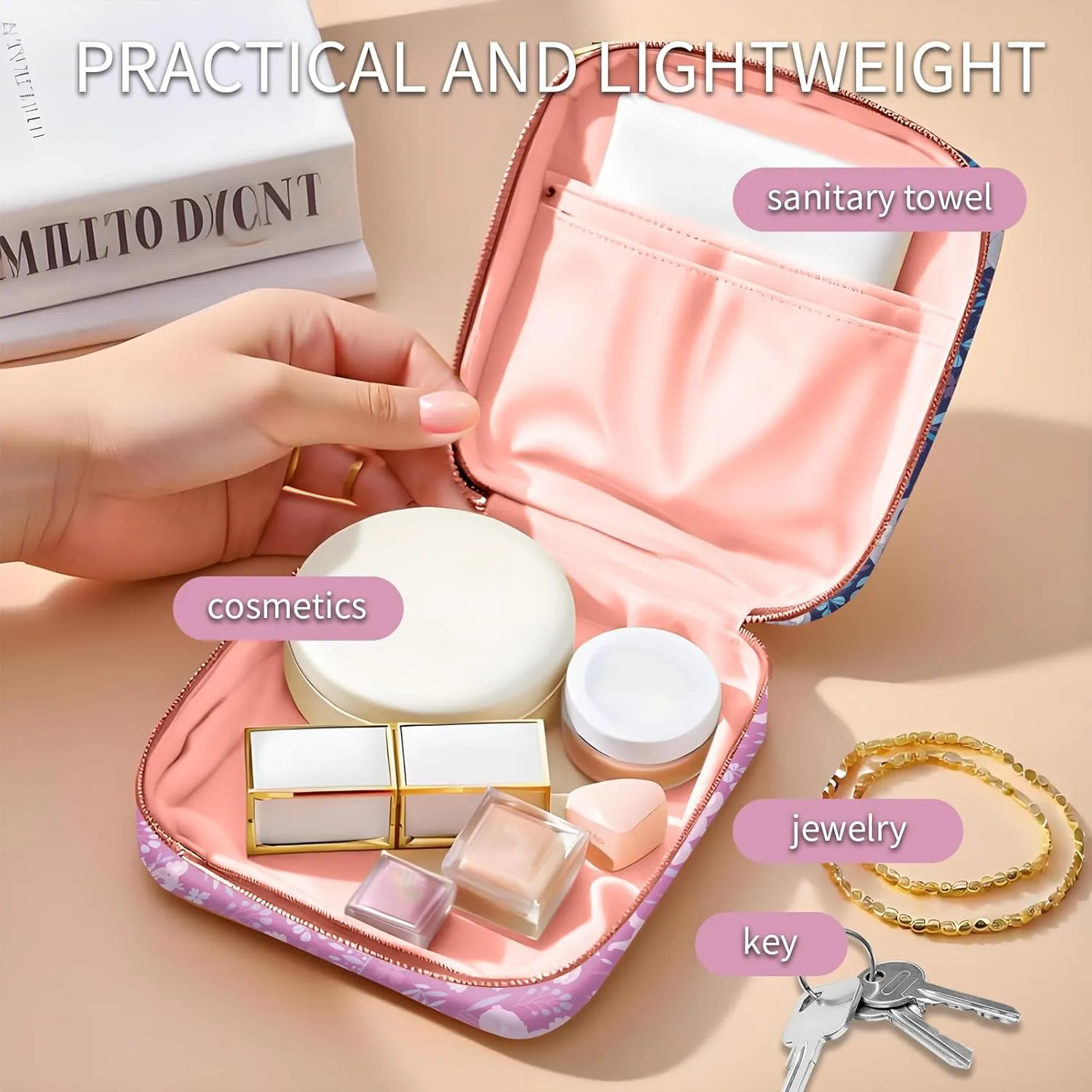 Travel Makeup Bag, Cute Cosmetic Bag Toiletry Bag for Women, Mini Make Up Pouches, Purse Cosmetic Organizer Cute Blue kangaroo