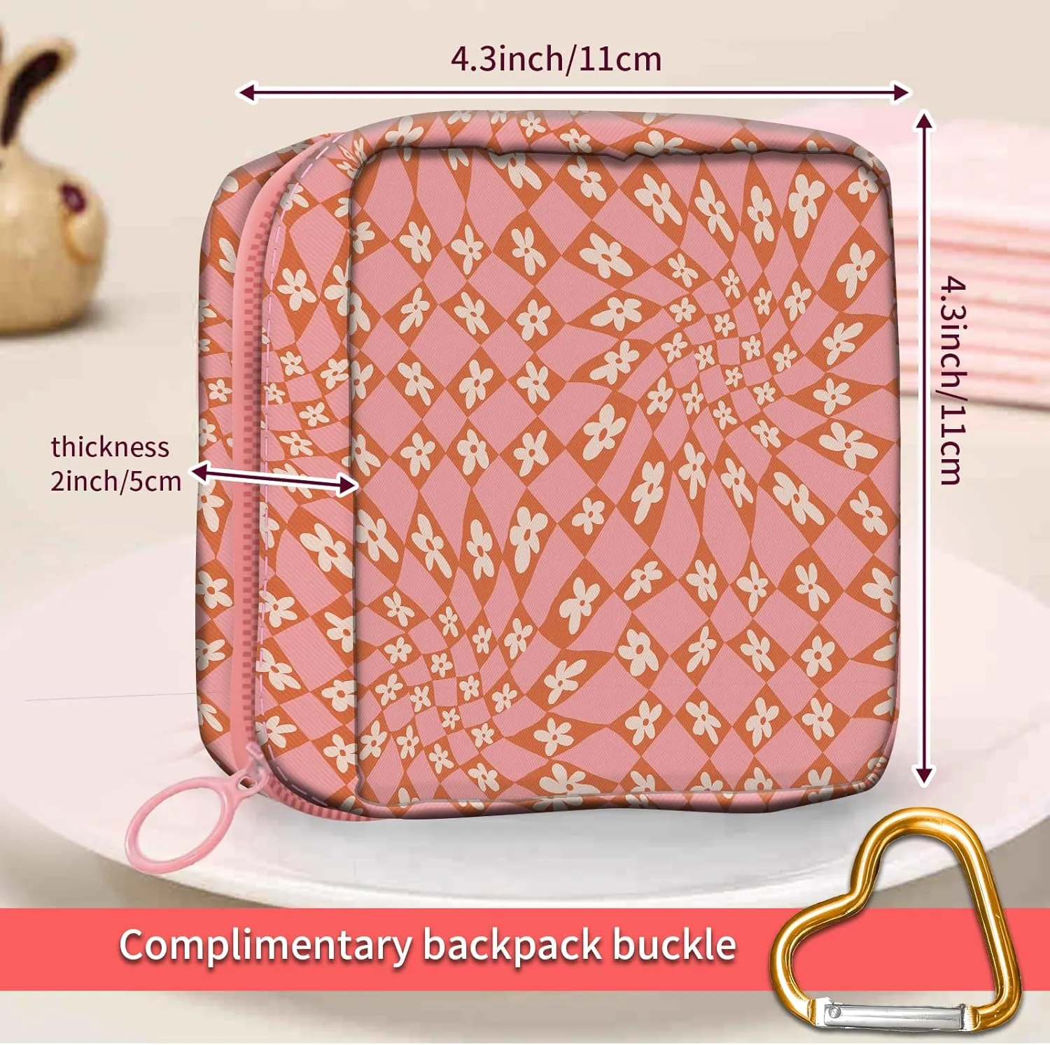 Travel Makeup Bag, Cute Cosmetic Bag Toiletry Bag for Women, Mini Make Up Pouches, Purse Cosmetic Organizer Cute Checkerboard Flowers