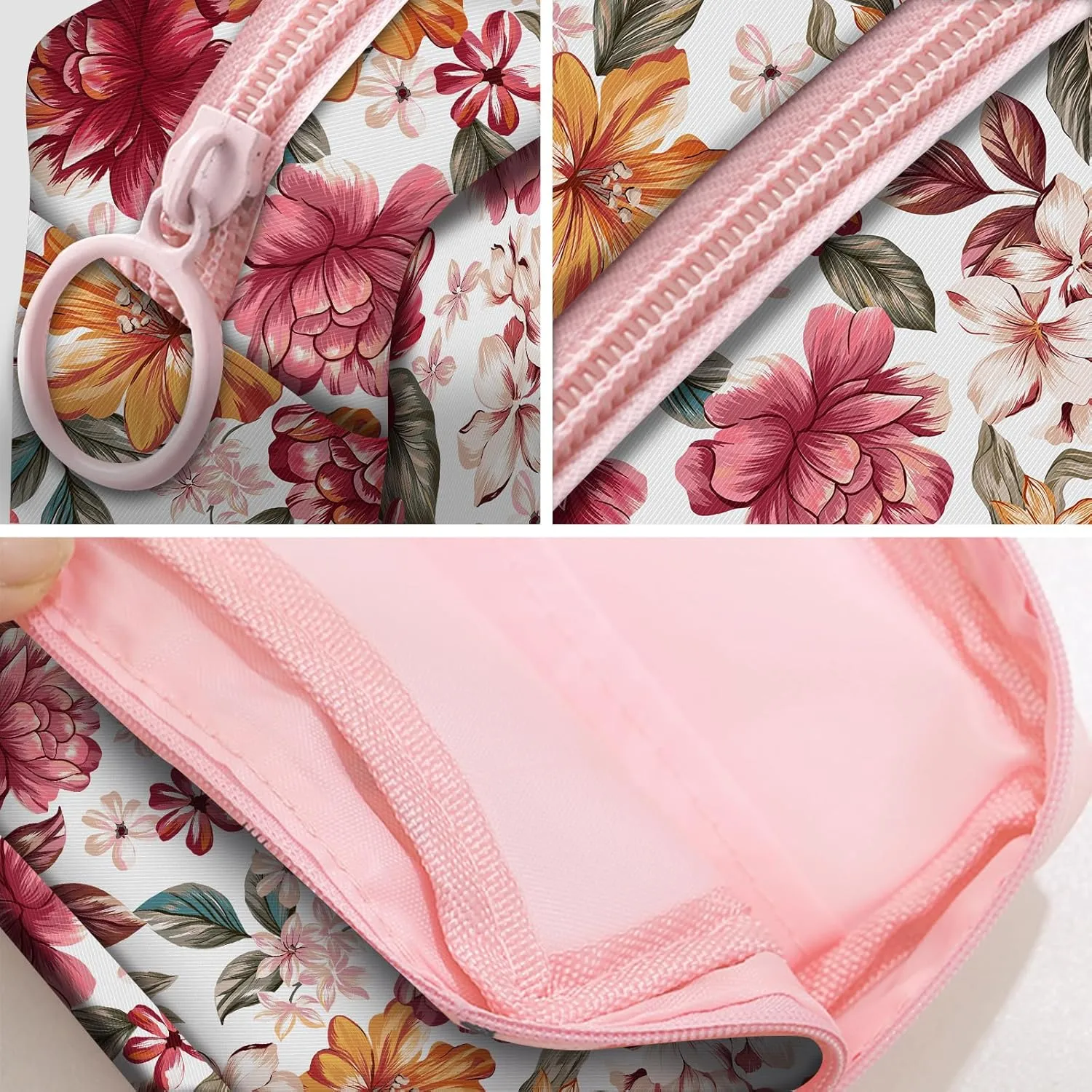 Travel Makeup Bag, Cute Cosmetic Bag Toiletry Bag for Women, Mini Make Up Pouches, Purse Cosmetic Organizer Cute Colorful Flowers