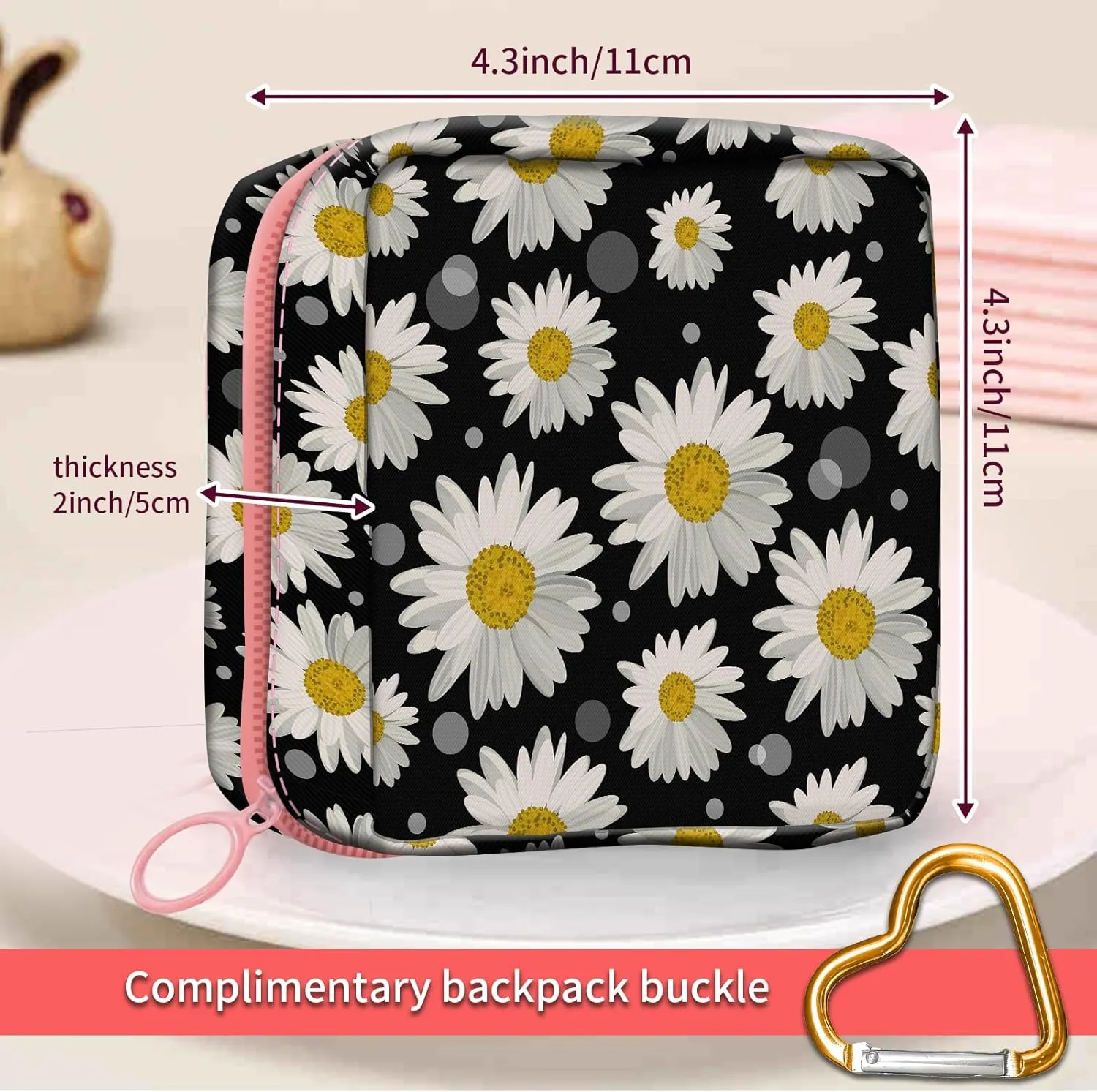 Travel Makeup Bag, Cute Cosmetic Bag Toiletry Bag for Women, Mini Make Up Pouches, Purse Cosmetic Organizer Cute Daisy