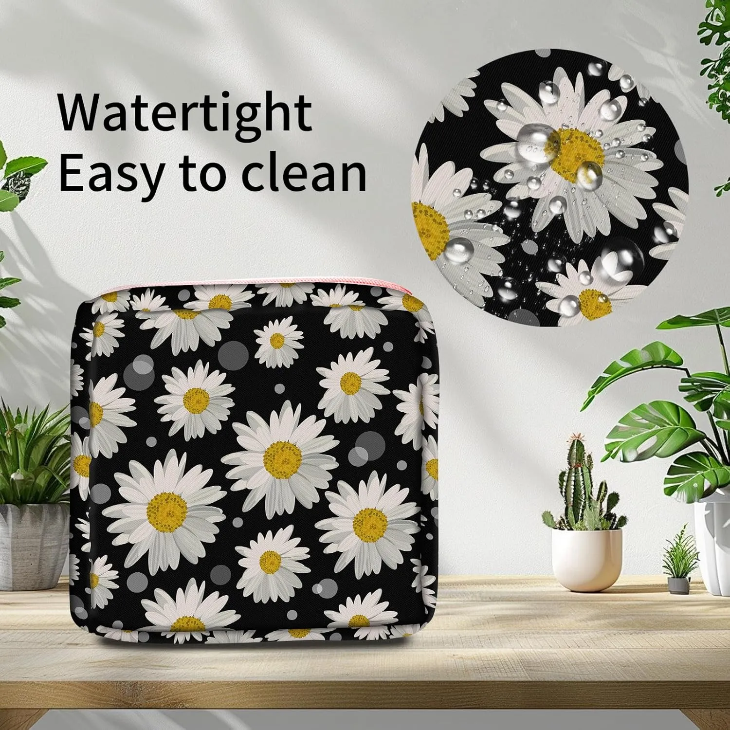 Travel Makeup Bag, Cute Cosmetic Bag Toiletry Bag for Women, Mini Make Up Pouches, Purse Cosmetic Organizer Cute Daisy