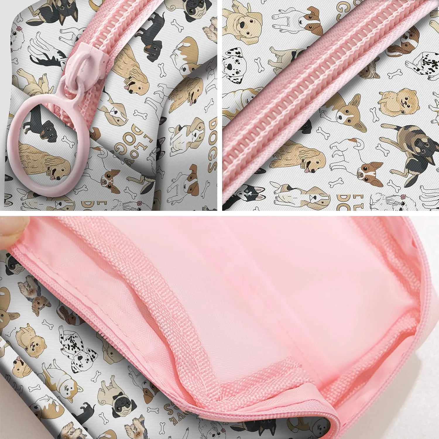 Travel Makeup Bag, Cute Cosmetic Bag Toiletry Bag for Women, Mini Make Up Pouches, Purse Cosmetic Organizer Cute Doodle Dog