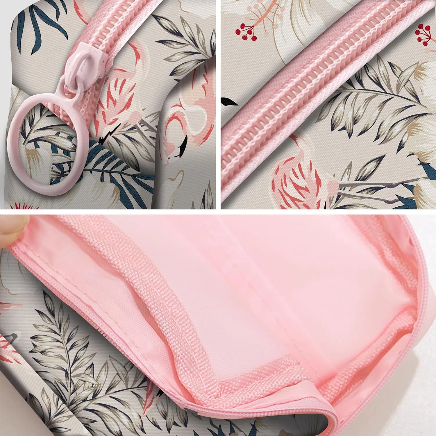 Travel Makeup Bag, Cute Cosmetic Bag Toiletry Bag for Women, Mini Make Up Pouches, Purse Cosmetic Organizer Cute Pink Flamingo