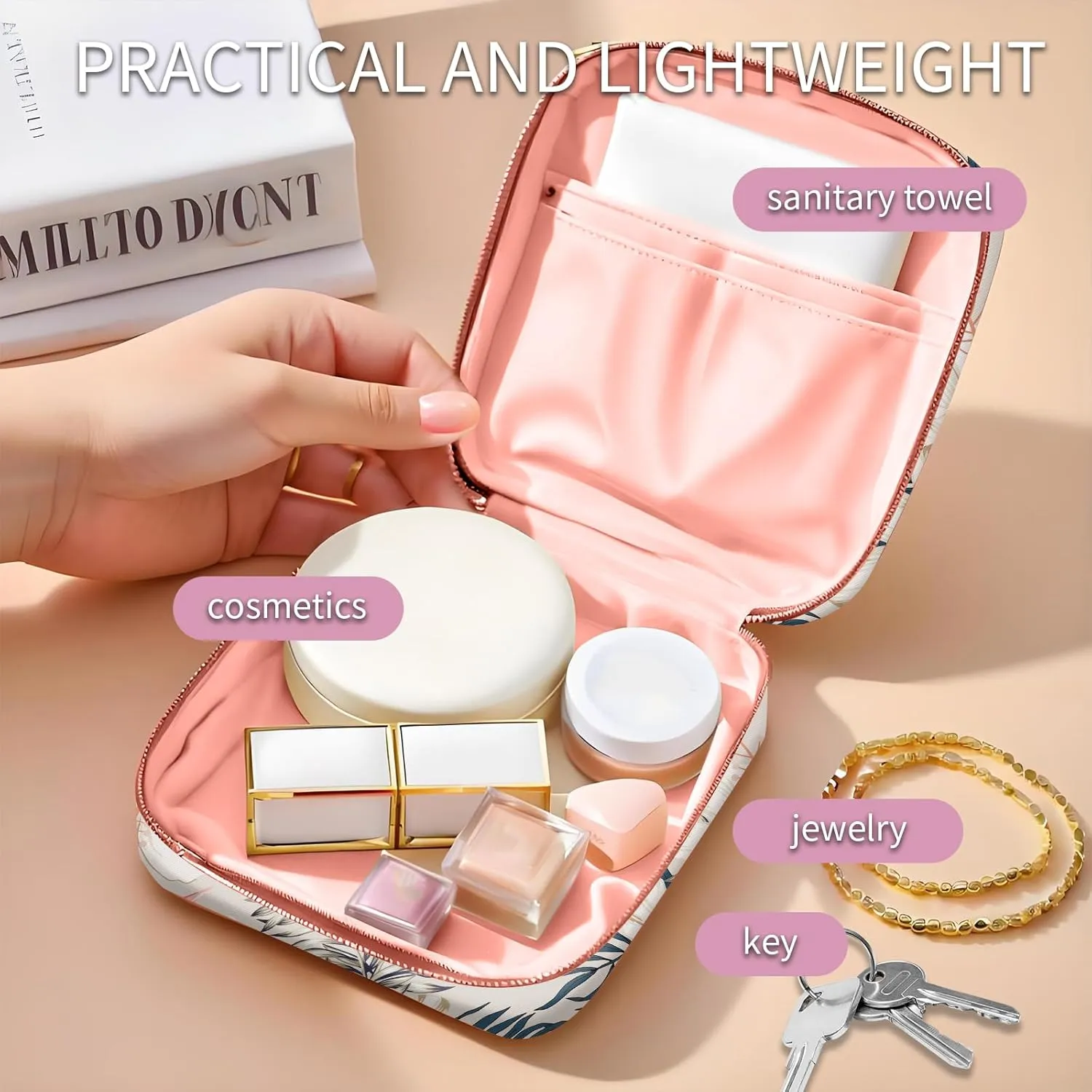 Travel Makeup Bag, Cute Cosmetic Bag Toiletry Bag for Women, Mini Make Up Pouches, Purse Cosmetic Organizer Cute Pink Flamingo