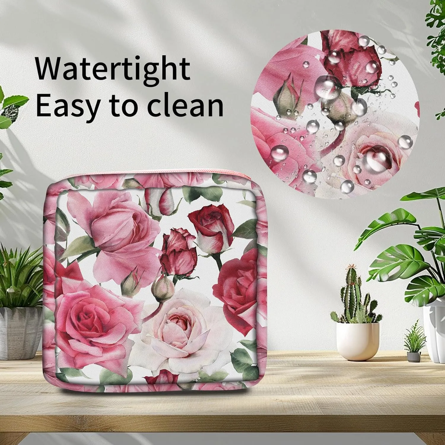Travel Makeup Bag, Cute Cosmetic Bag Toiletry Bag for Women, Mini Make Up Pouches, Purse Cosmetic Organizer Cute Pink Flowers