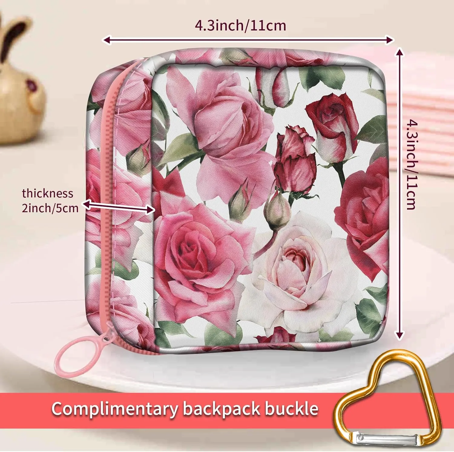 Travel Makeup Bag, Cute Cosmetic Bag Toiletry Bag for Women, Mini Make Up Pouches, Purse Cosmetic Organizer Cute Pink Flowers