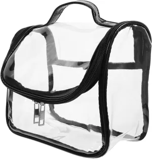 Travel Makeup Bag PVC Cosmetic Bag Transparent Toiletry Bag Waterproof Carrier Bag Organizer for Women Girls Black
