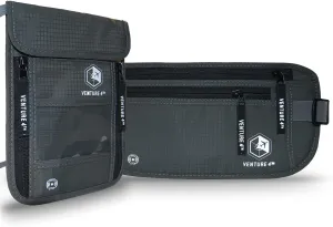 Travel Money Belt and Neck Pouch Bundle - RFID Blocking Technology to Keep your Cash, Credit Cards, Passports and Phone Safe
