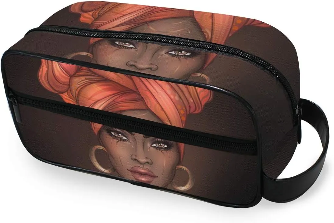 Travel Toiletries Bag Multifunction Portable Toiletry African American Pretty Woman Cosmetic Makeup Bag Pouch Case Organizer for Woman Adults