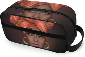 Travel Toiletries Bag Multifunction Portable Toiletry African American Pretty Woman Cosmetic Makeup Bag Pouch Case Organizer for Woman Adults