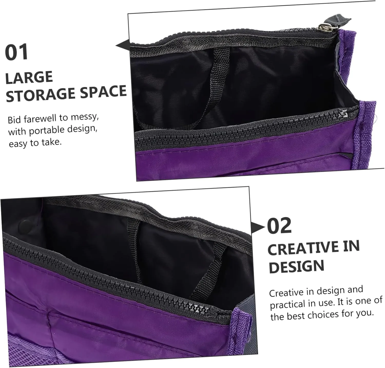 Travel Toiletry Bag Liner Travel Pouches 2 Pockets Large Capacity Storage Bag for Women